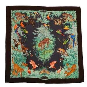 HERMES Brown Silk Scarf